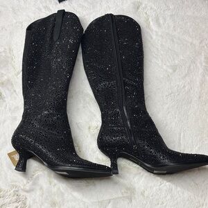 Dolce Vita Black Sparkle Heeled Boots